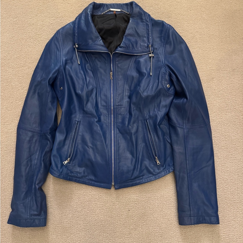 Elie Tahari Blue soft Leather Jacket
